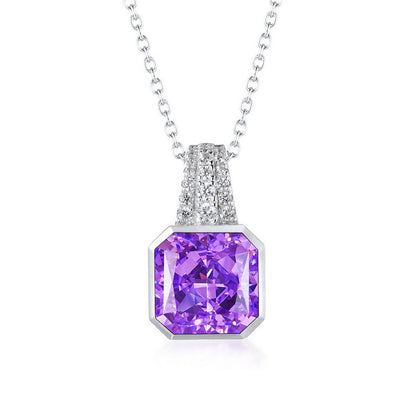 Bezel Setting Octagon Shape Purple Gem Chain