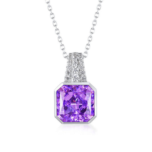 Bezel Setting Octagon Shape Purple Gem Chain