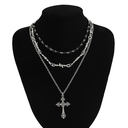 Halloween Cross Pendant  Layers Choker Necklace