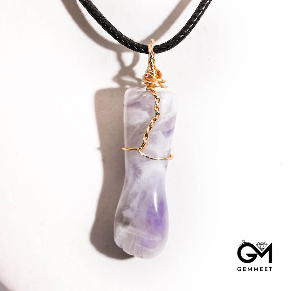 Amethyst Fist Arm Wound Pendant Necklace