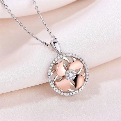 White & Rose Gold Fan Shape Pendants Chains