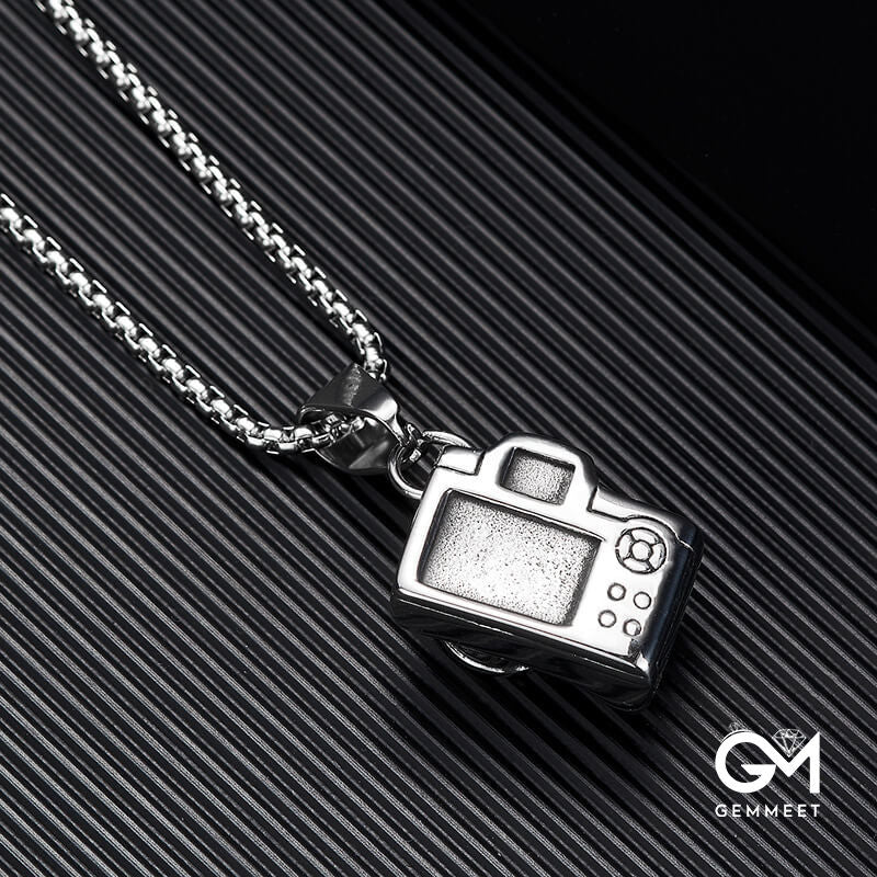 Stainless Steel Vintage Camera Pendant Necklace