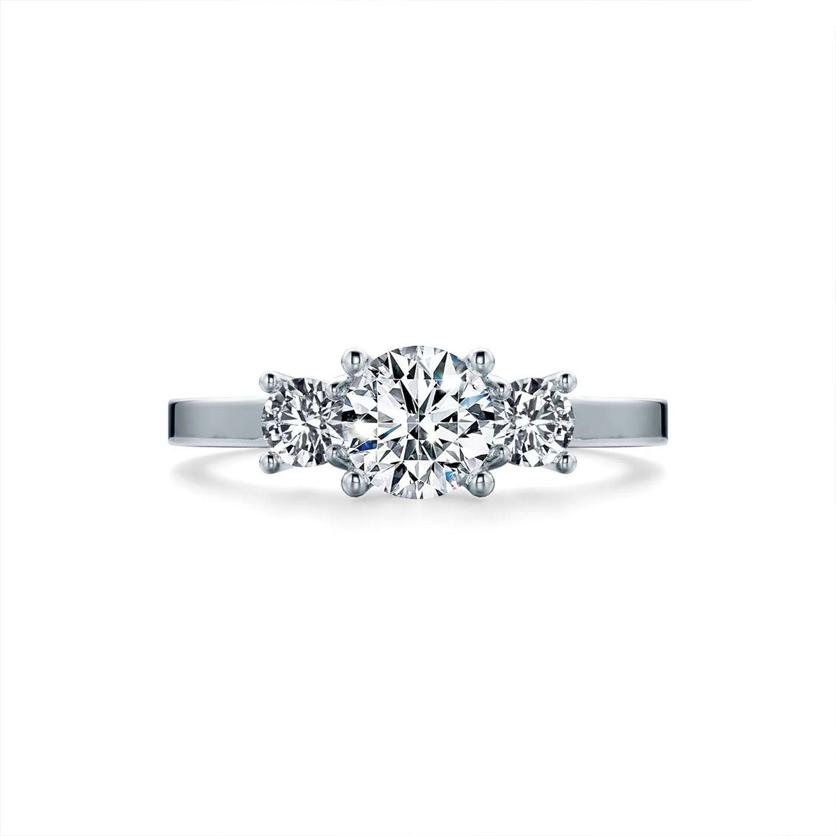 White Gold Triple Prong Setting Stones Adjustable Moissanite Ring