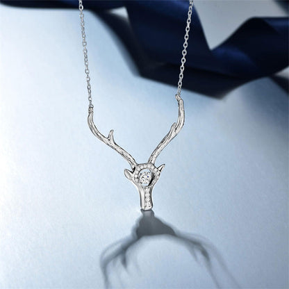 White Gold Elk Shape Beating Shinny Pendants Chains