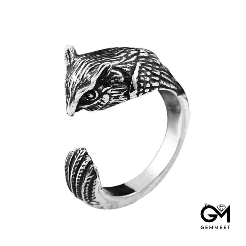 Vintage Owl Open Stainless Steel Ring