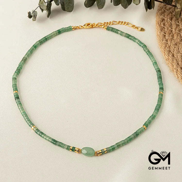 Stone Green Aventurine Handmade Beaded Necklace