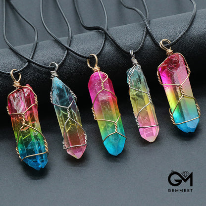 Rainbow Column Colorful Irregular Crystal Pendant