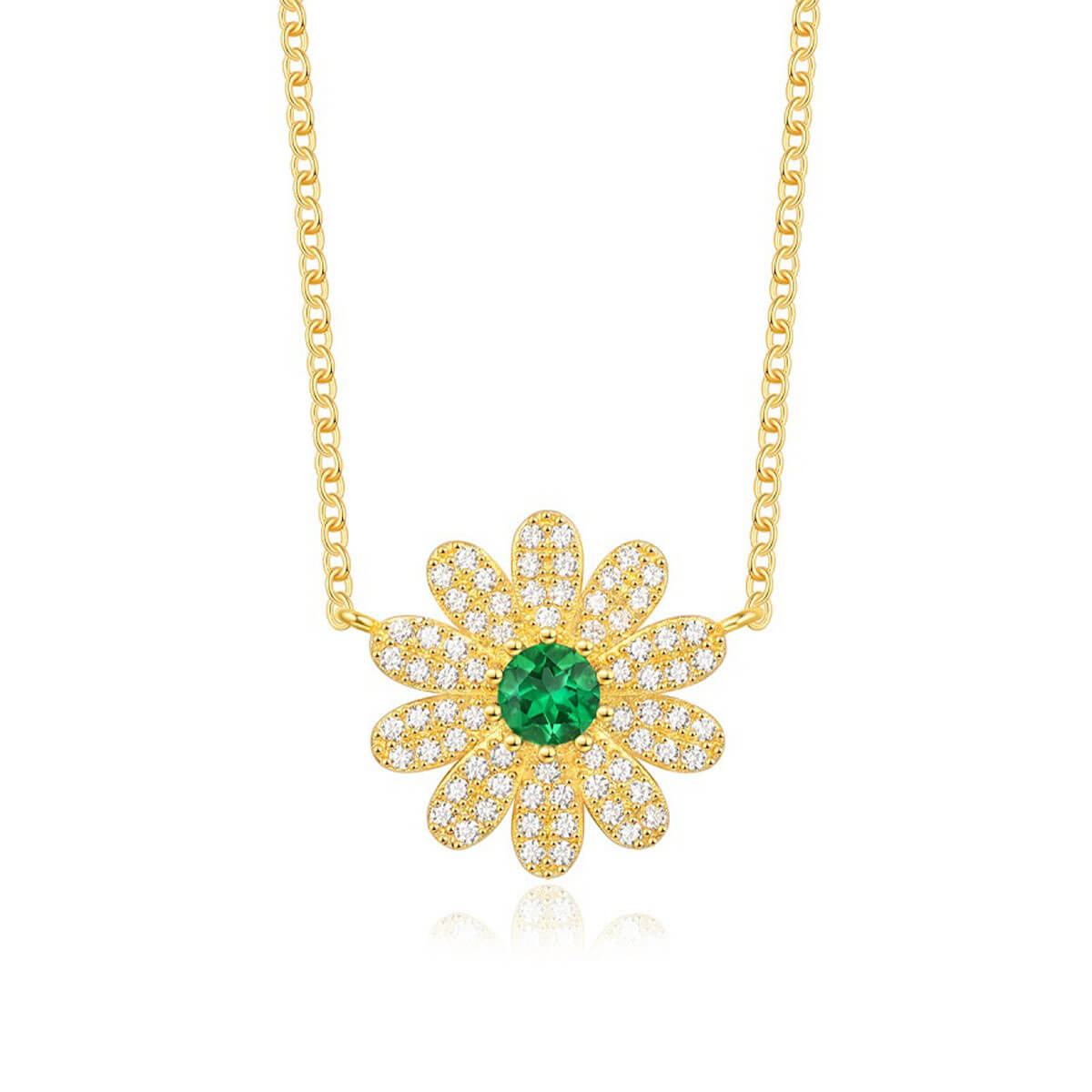 Golden Big.Flower Shape Emerald Full Stones Chain