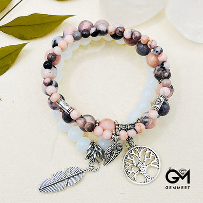 Bohemia Rhodochrosite Fold Wear Bead Bracelet