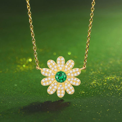 Golden Big.Flower Shape Emerald Full Stones Chain