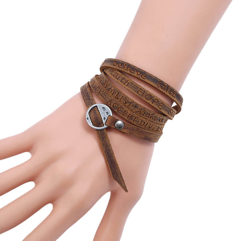 Retro Five-ring Cowhide Simple Multi-turn Bracelet