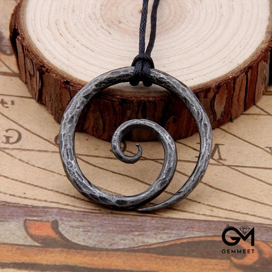 Vintage Viking Spiral Symbol Pendant Necklace