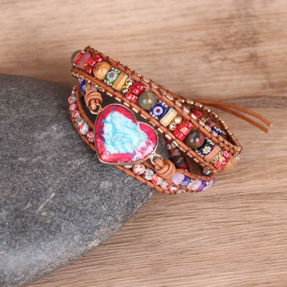 Woven Leather Love Emperor Stone Bracelet