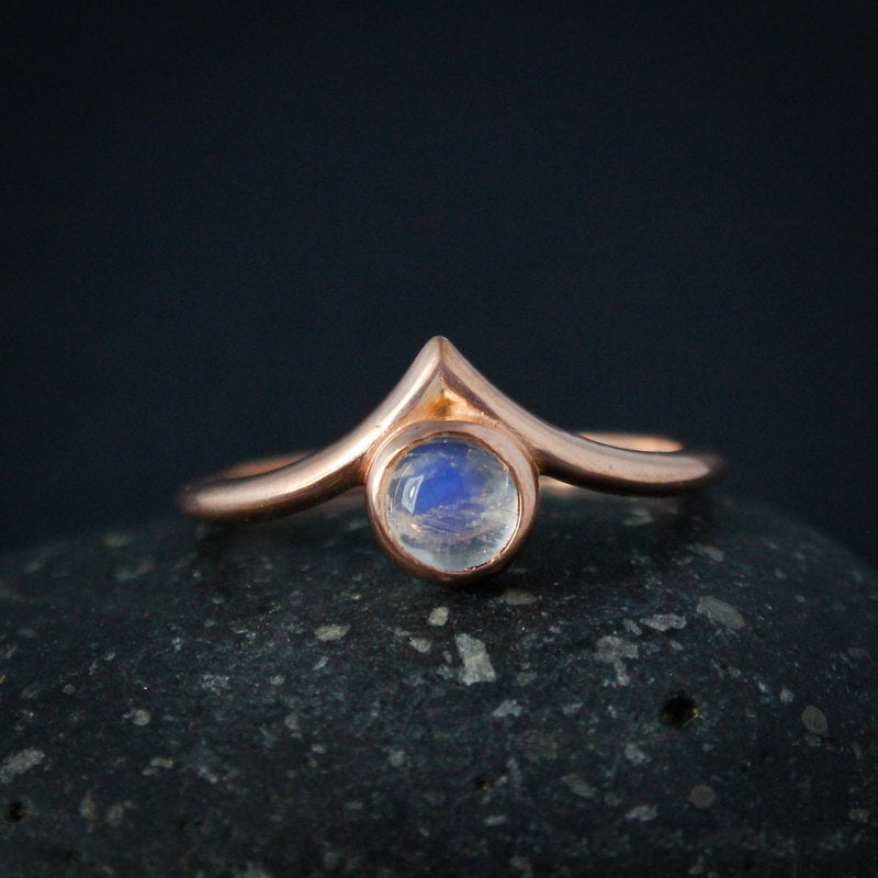 Minimalism Rose Gold Round Cut Moonstone Ring