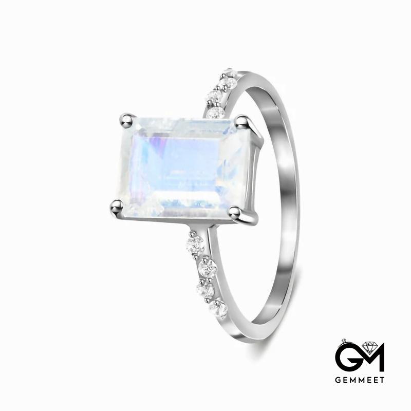 Simple Square Moonstone Ring