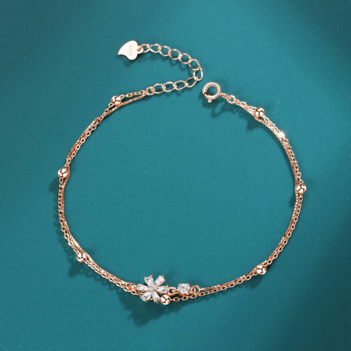 Rose Gold Sakura Shape Charm Bracelet