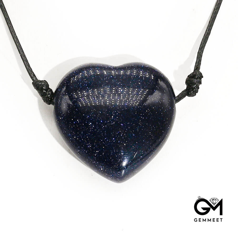 Lapis Lazuli Crystal Charm Heart Pendant Necklace