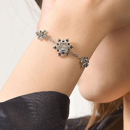 White Gold Snowflake Shape Adjustable Beating Charm Bracelet