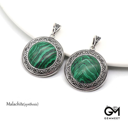 Malachite Crystal Agate Alloy Stone Pendant Necklace