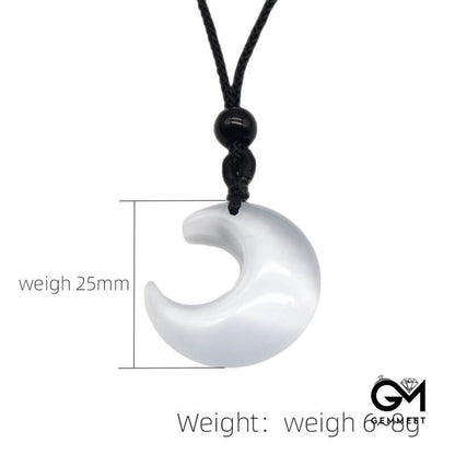 White Stone Moon Pendant Necklace