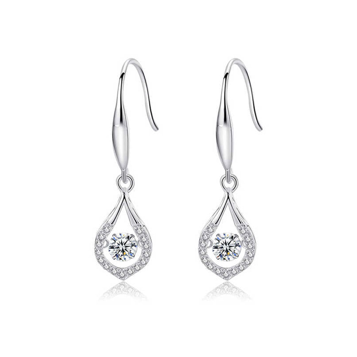 White Gold Drip Shape Beating Shinny Dangle Earrings