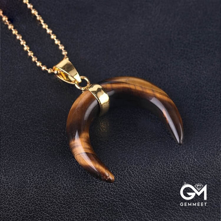 Stone Crescent Moon Necklace