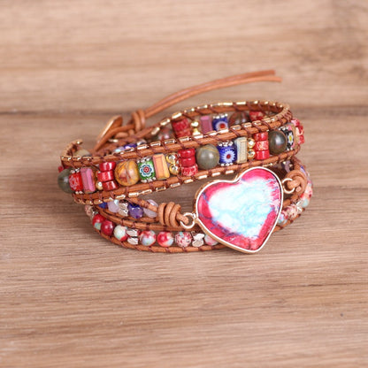 Woven Leather Love Emperor Stone Bracelet