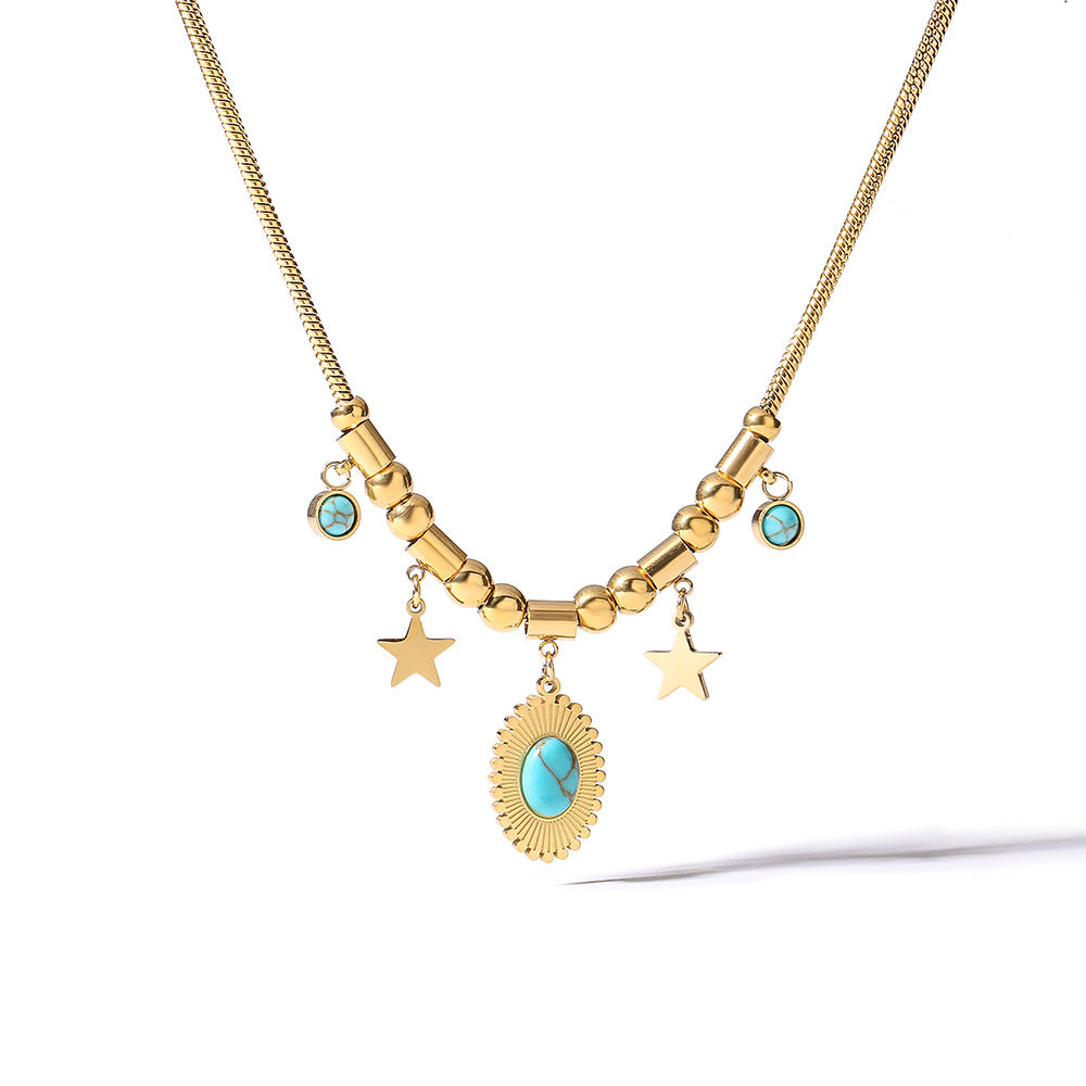 Evil Eye Turquoise Hollow Pendant Necklace