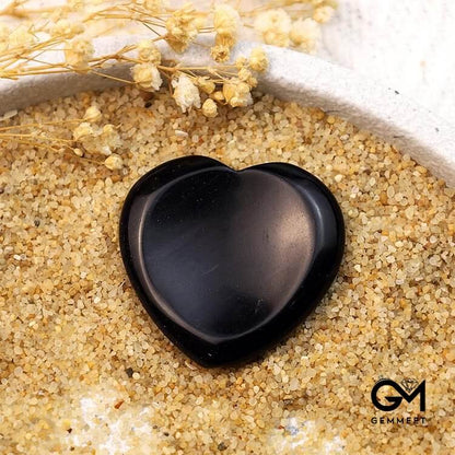 Black Obsidian Protection Heart Worry Stone