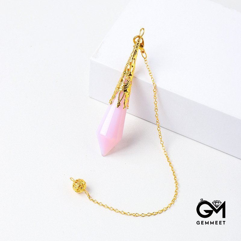 Pink Opal Hexagon Polyhedron Pendant