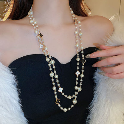 Zircon Pearl Crystal Long Temperament Necklace