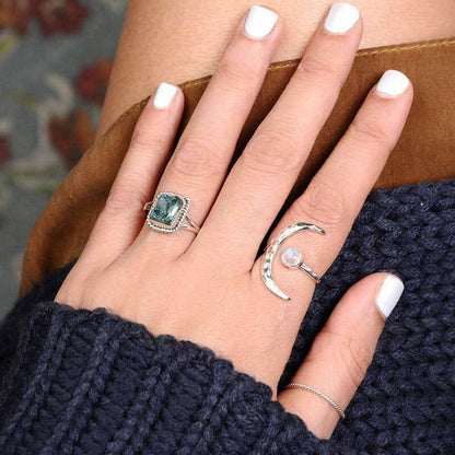 Moonstone Crescent Moon Ring