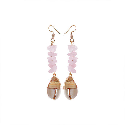 Resort Ocean Style Natural Shell Conch Earrings Haute Chic Bohemian Women's Fashion Hand-woven Earrings