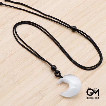 White Stone Moon Pendant Necklace