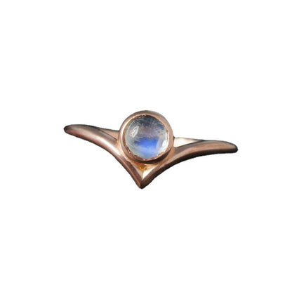 Minimalism Rose Gold Round Cut Moonstone Ring