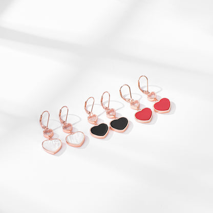 Rose Gold Red Agate Double Heart Shape Stud Earrings