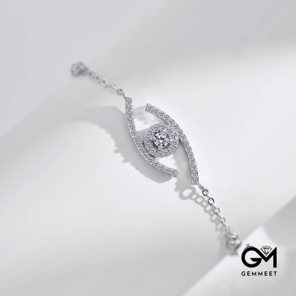 S925 Sterling Silver White Zircon Eye Design Bracelet