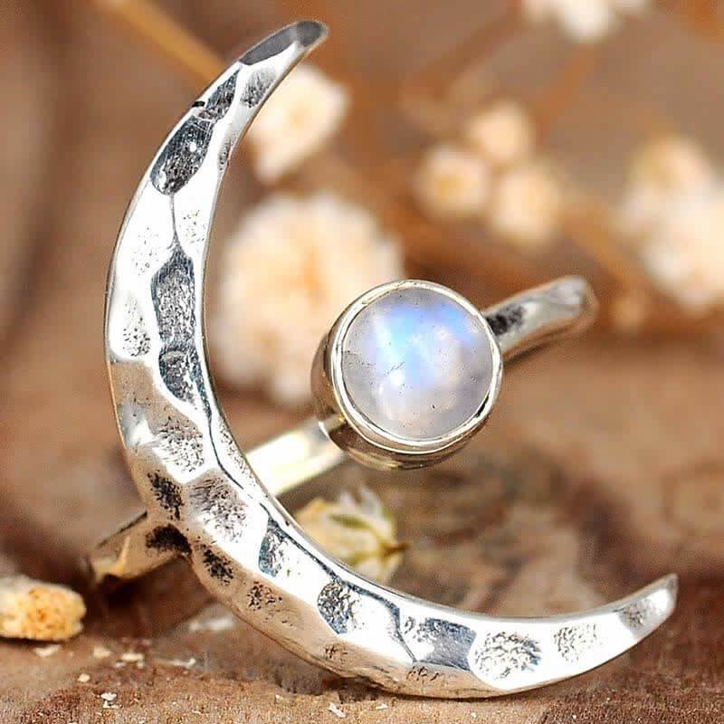 Moonstone Crescent Moon Ring