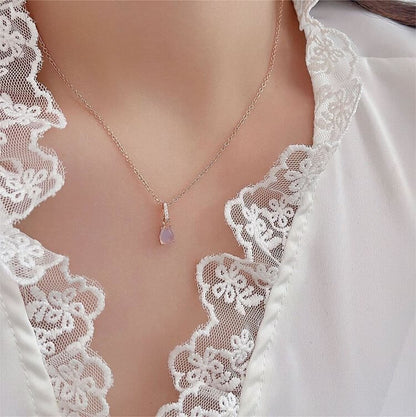 Moonstone Drop Shape Zirconia Pendant Necklace