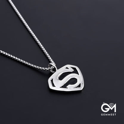 Titanium Steel Superman Logo Pendant Necklace