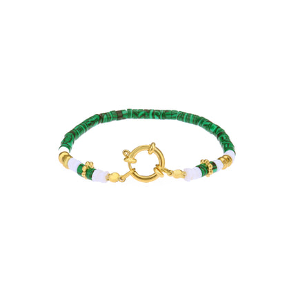 Malachite Titanium Steel Stacking Bracelet