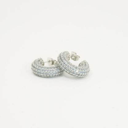 White Gold Full Stones Cameron Small Hoop Earrings