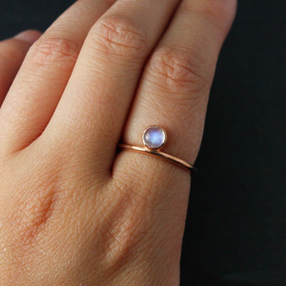 Minimalism Rose Gold Round Cut Moonstone Ring