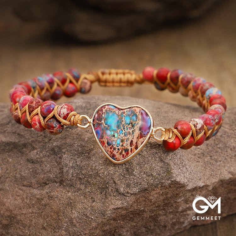 Turquoise Red Quartz Heart Bracelet