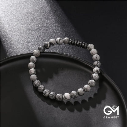 6mm Stone Beads Mens Bracelet