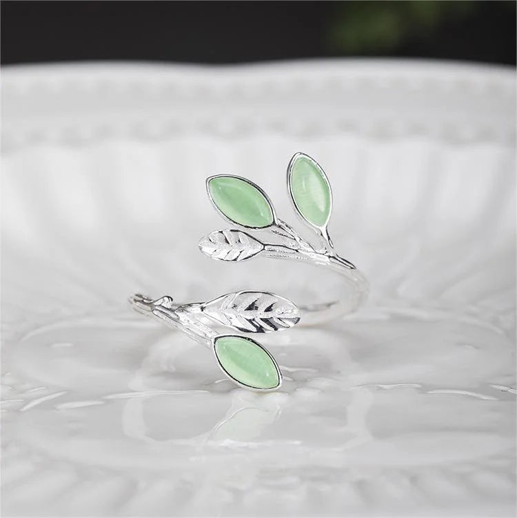 Marquise Shape Open Leaf Ring