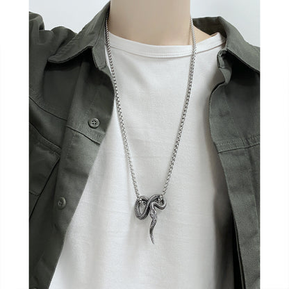 Titanium Steel Snake Pendant Chain Necklace