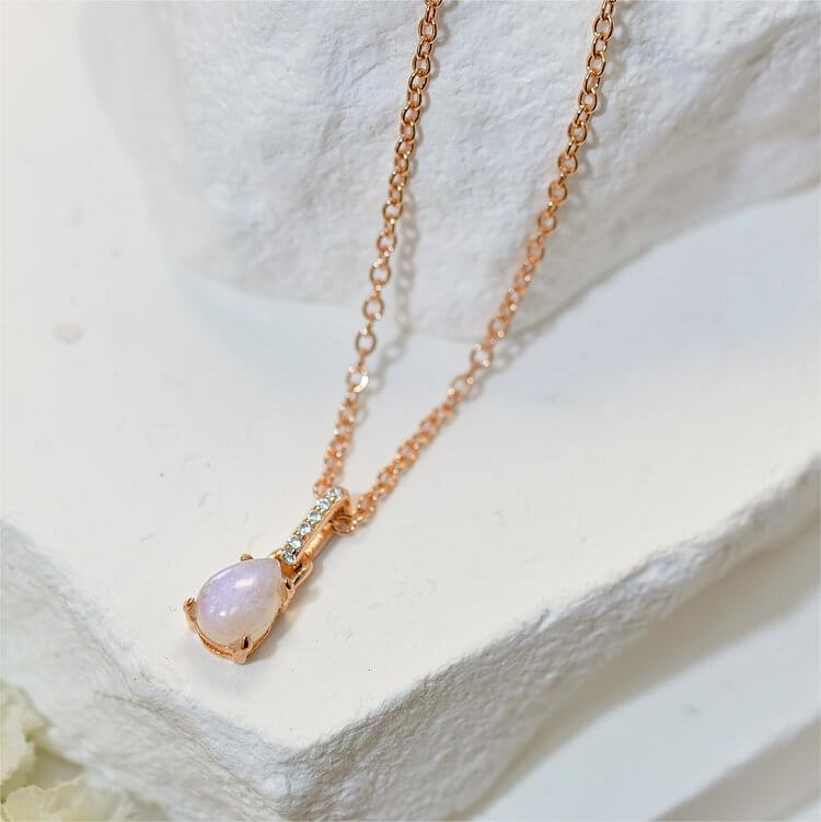 Moonstone Drop Shape Zirconia Pendant Necklace