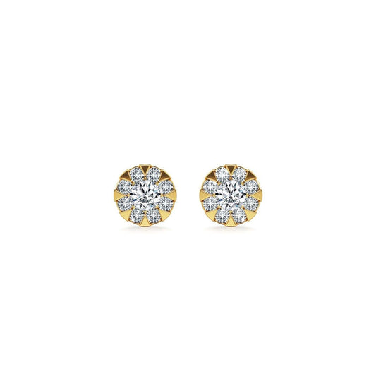 Gold Moissanite Tension Setting Full Stones Stud Earrings