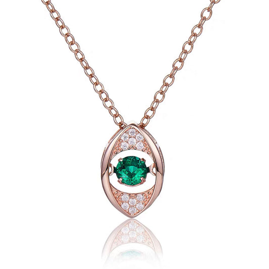 Rose Gold Devil Eye Beating Emerald Chain